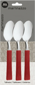Una Conjunto De Colheres Cabo Plástico Vermelho 3 Peças Martinazzo Ref 83320/8