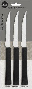 Una Conjunto De Facas Cabo Plástico Preto 3 Peças Martinazzo Ref 83335/5