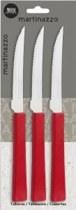 Una Conjunto De Facas Cabo Plástico Vermelho 3 Peças Martinazzo Ref 83335/8