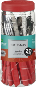 Piemonte Faqueiro C/ Pote Cabo Plástico Vermelho 20 Peças Martinazzo Ref 20520/8