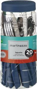 Piemonte Faqueiro C/ Pote Cabo Plástico Azul 20 Peças Martinazzo Ref 20520/2