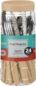 Piemonte Faqueiro C/ Pote Cabo Plástico Bege 24 Peças Martinazzo Ref 20524/1