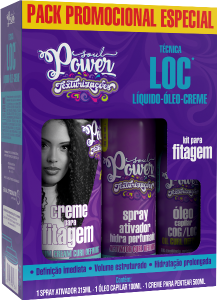 Kit Soul Power Técnica Loc Fitagem Creme P/ Pentear + Óleo + Spray Ativador Hidra Perfumado