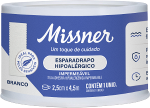 Esparadapo Impermeável Missner Hipoalérgico 2,5 Cm X 4,5 M Branco