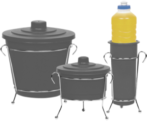 Kit P/ Pia Em Aço Cromado Cinza Chumbo C/ 3 Peças Niquelart Ref 301-16