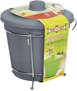 Lixeira De Pia Cromo Colors C/ Suporte Aço Cromado (Ø20x A21cm) Cinza Chumbo Niquelart Ref 311-16