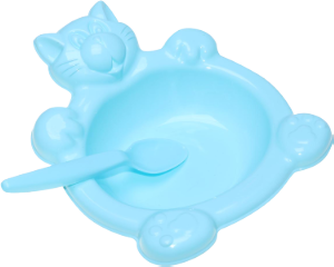 Prato Baby C/ Colher Azul Plastibrasil Ref 8978