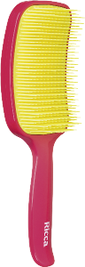 Escova P/ Cabelos Ricca Racket Flex Pink Cerdas Macias Arredondadas Almofada Amarela Rosa Ref 450