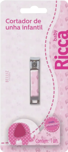 Cortador De Unha Ricca Baby Colors Cabo Decorado Aço Cromado Rosa Infantil Ref 740