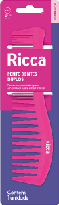 Pente P/ Cabelo Ricca Dentes Duplo Color Ref 973