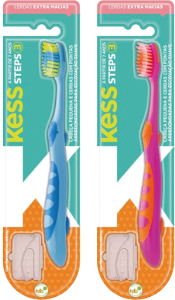 Escova Dental Kess Steps 3 Cerdas Extra Macias Sortidas 7 Anos