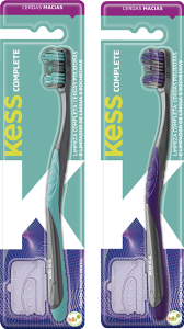 Escova Dental Kess Complete Macia Limpador Língua Capa Protetora Cabo Grip Borracha Cores Sortidas
