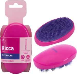Escova P/ Cabelos Ricca Flex Pocket Rosa Ref 256