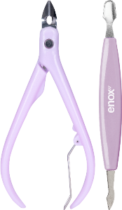 Conjunto Manicure Enox Alicate E Espátula Lilas