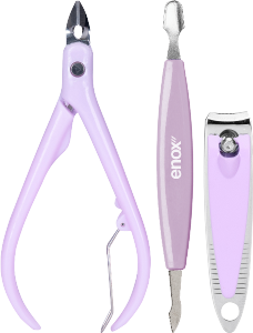 Conjunto Manicure Enox Alicate, Cortador De Unhas E Espátula Lilas
