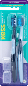 Escova Dental Kess Complete Care Média Azul 2 Unidades