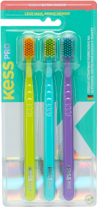 Escova Dental Kess Pro Cerdas Finas E Suaves 3 Unidades