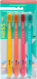 Escova Dental Kess Pro Cedas Finas E Suaves 4 Unidades