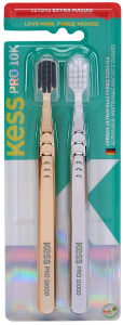 Escova Dental Kess Pro 10k Metallic Extra Macia Gold E Silver 2 Unidades
