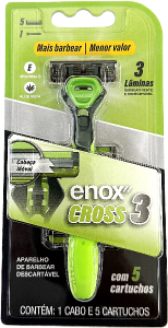 Aparelho De Barbear Enox Cross3 Recarregável C/ 3 Lâminas C/ 5 Cartuchos