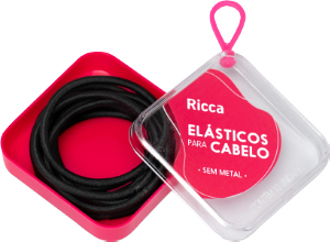 Elásticos P/ Cabelos Ricca C/ Case Preto Ref 2745