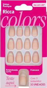 Unhas Postiças Ricca Amendoadas Curta Francesa Uso C/ Cola 30 Unidades Ref 2872