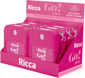 Spray Perfumado P/ Corpo E Cabelo Ricca Go! Pink Floral Frutado Display 6 Unidades 34ml