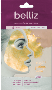 Máscara Facial Belliz Nutritiva Ouro + Geléia Real Uso Único 2g