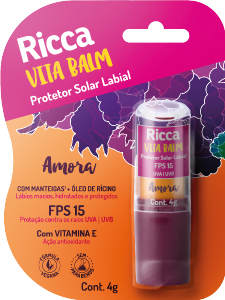Protetor Solar Labial Ricca Vita Balm Fps 15 Vitamina E Amora Ref 3790