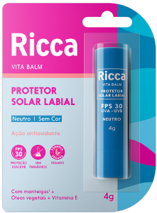 Protetor Solar Labial Ricca Vita Balm Fps 30 Neutro 4 Gramas Ref 3813