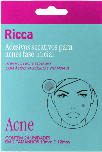 Adesivo Secativo P/ Acnes Ricca Fase Inicial 10mm E 12mm 24 Unidades