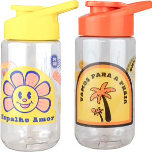 Garrafa Squeeze Good Vibes 500ml Cores Sortidas Plasduran Ref 471205