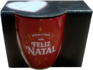 Caneca Glamour C/ Caixa 260ml Decorada Vermelha Natal 24 Unidades Porcelanas Lu Ref 53314v