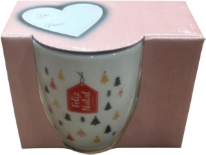 Caneca Glamour C/ Caixa 260ml Decorada Branca Natal 24 Unidades Porcelanas Lu Ref 54458v