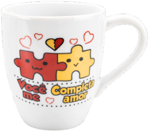 Caneca Glamour 260ml Decorada Amor 24 Unidades Porcelanas Lu Ref 54515v