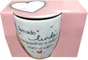 Caneca Glamour C/ Caixa 260ml Decorada Amor 24 Unidades Porcelanas Lu Ref 54520v