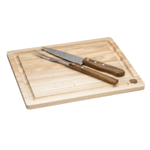 Kit Churrasco Eucalipto C/ Garfo E Faca 34x27cm 3 Peças Stolf Ref 807