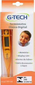 Termômetro Clínico Digital Gtech 100% Resistente À Água C/ Alarme De Febre Laranja