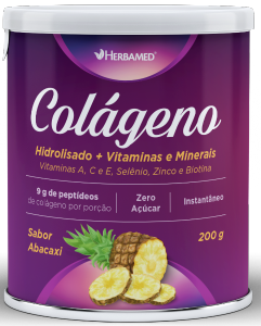 Colágeno Instantâneo Sabor Abacaxi S/Açúcar 200g Herbamed