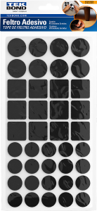 Kit Feltro Cartela Preto C/ 40 Unidades Tekbond Ref 78072708157