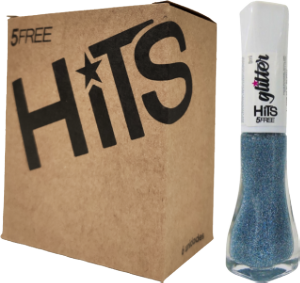 Esmalte Hits Glitter Diamante Lua Azul 8ml C/ 6 Unidades