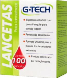 Lanceta P/ Lancetador Gtech 100 Unidades Ref Lan2810g2