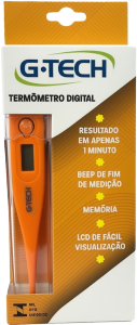 Termômetro Clínico Digital Gtech 100% Resistente À Água C/ Alarme De Febre Laranja Thgt1027l-S