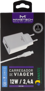 Carregador De Mesa Fonte Cm-19c 2.4a C/ Cabo 1m Branco Maketech Ref 552309