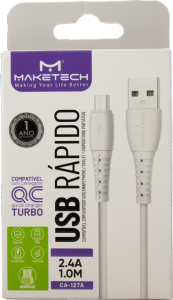 Cabo Micro Usb Android Em Borracha Ca-127a 1m Branco Maketech Ref 552385