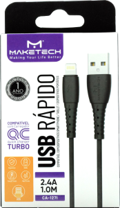 Cabo Lighting Usb Ios Em Borracha Ca-127i 1m Preto Maketech Ref 552491