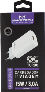 Carregador De Mesa Fonte Cm-109qc S/ Cabo 3.1a Bivolt C/ Porta Usb Branco Maketech Ref 552774