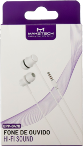 Fone De Ouvido Epp-047b C/ Fio Branco Maketech Ref 553191