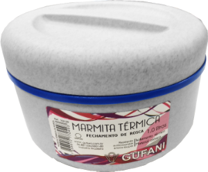 Marmita Térmica Plástico Tampa C/ Rosca 1l Azul Gufani Ref 6140