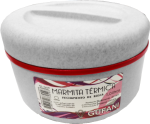 Marmita Térmica Plástico Tampa C/ Rosca 1l Vermelha Gufani Ref 7140